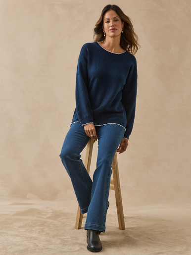 Pull classique avec laine col rond