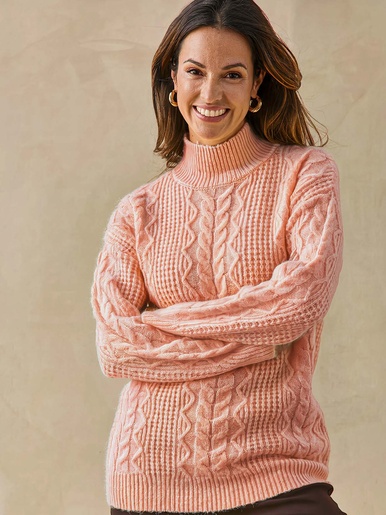 Pull col montant en maille fantaisie