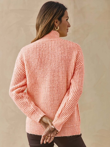 Pull col montant en maille fantaisie