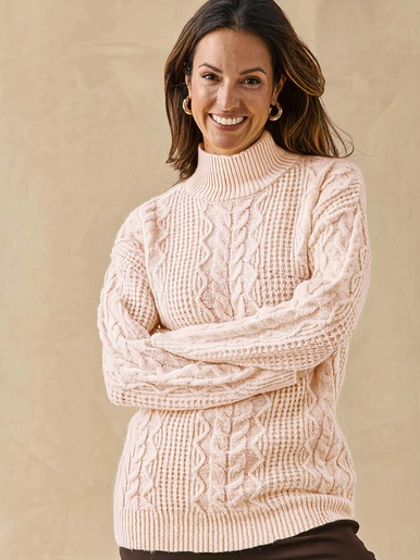 Pull col montant en maille fantaisie