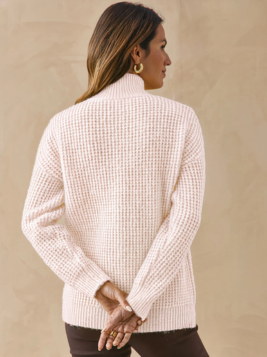 Pull col montant en maille fantaisie