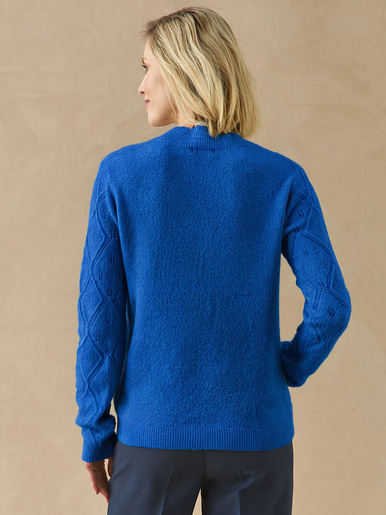 Pull col montant maille ajourée