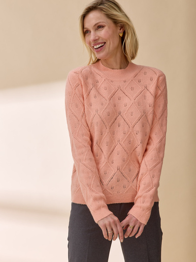 Pull col montant maille ajourée