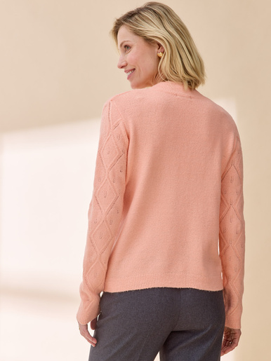 Pull col montant maille ajourée