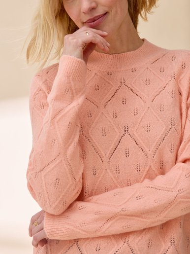 Pull col montant maille ajourée