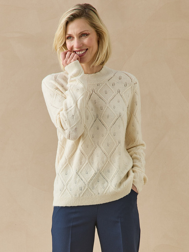 Pull col montant maille ajourée