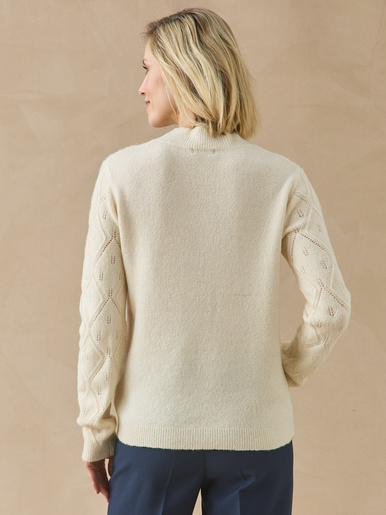Pull col montant maille ajourée