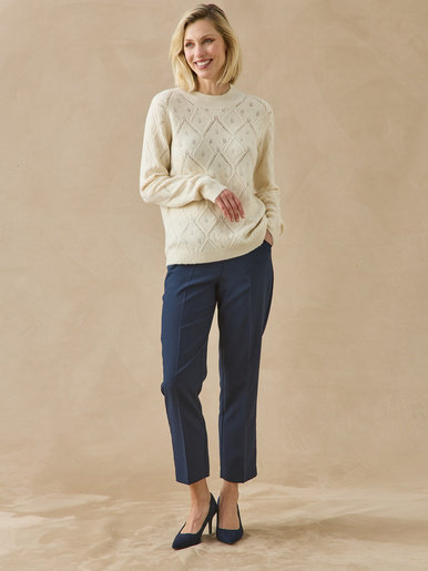 Pull col montant maille ajourée
