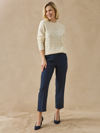 Pull col montant maille ajourée