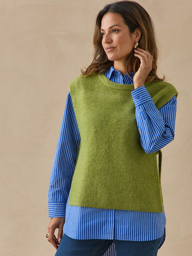 Pull sans manches en côtes anglaises