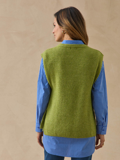 Pull sans manches en côtes anglaises
