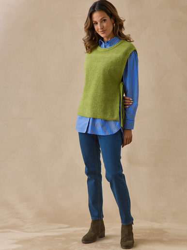 Pull sans manches en côtes anglaises