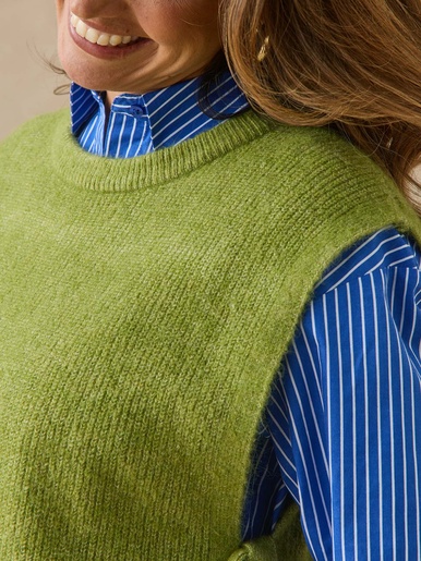 Pull sans manches en côtes anglaises