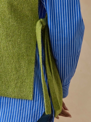 Pull sans manches en côtes anglaises