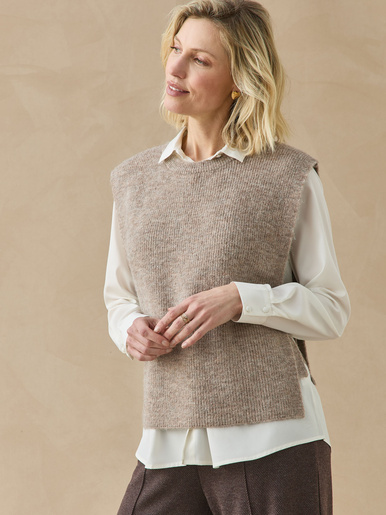 Pull sans manches en côtes anglaises