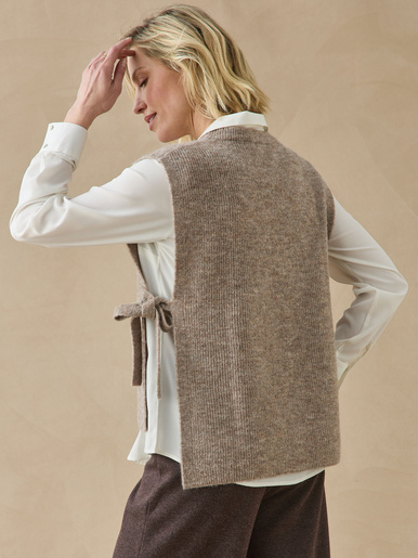 Pull sans manches en côtes anglaises