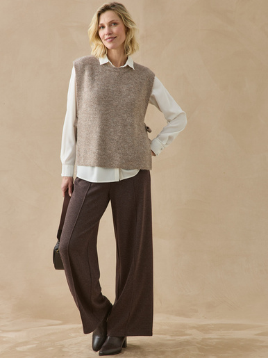 Pull sans manches en côtes anglaises