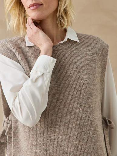 Pull sans manches en côtes anglaises