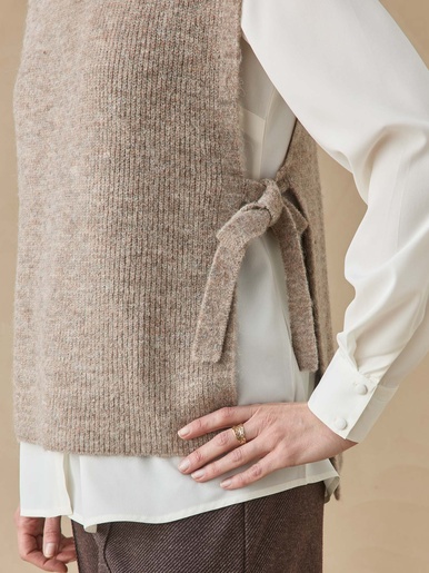 Pull sans manches en côtes anglaises