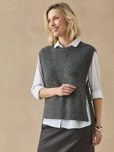 Pull sans manches en côtes anglaises