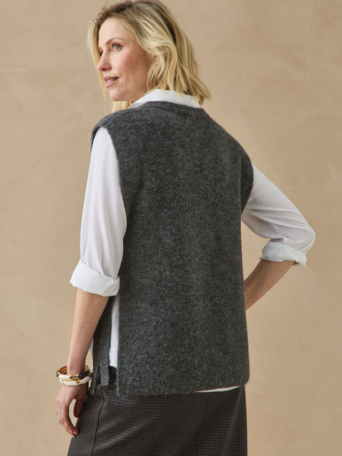 Pull sans manches en côtes anglaises