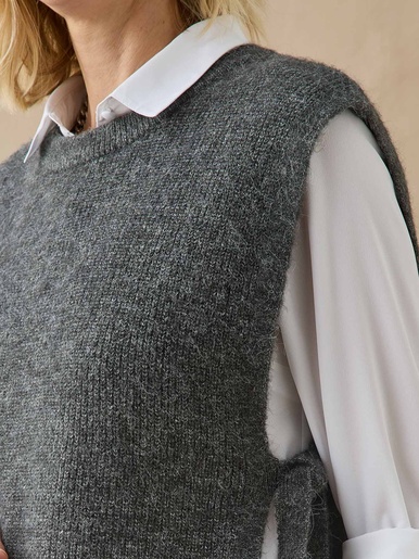 Pull sans manches en côtes anglaises