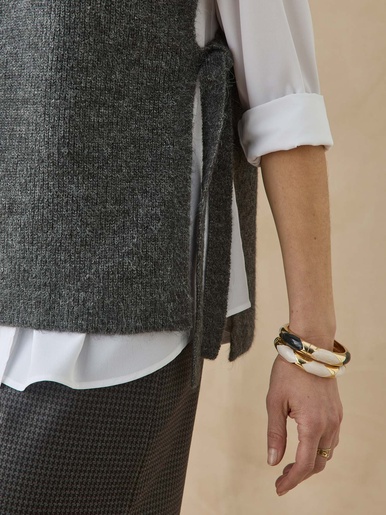 Pull sans manches en côtes anglaises