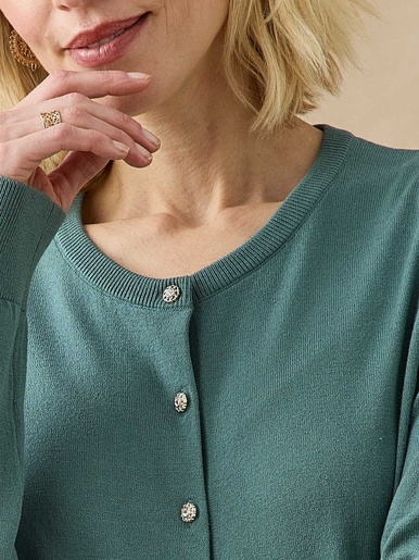 Cardigan raffiné boutons-bijoux