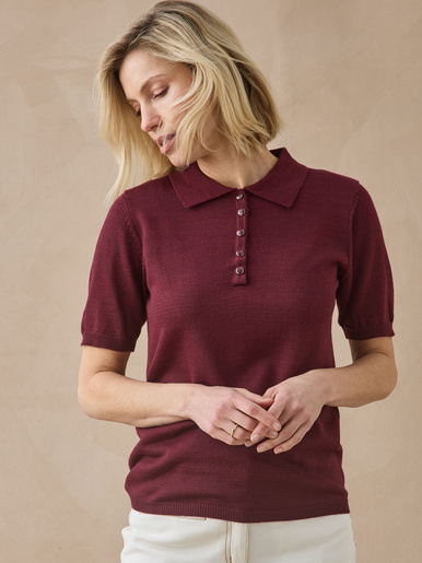 Pull col polo 50% laine mérinos