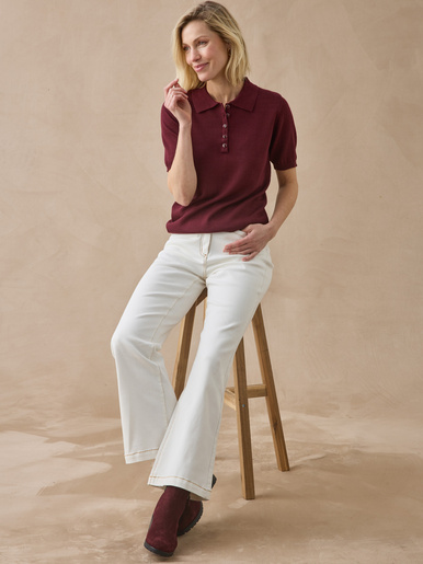 Pull col polo 50% laine mérinos