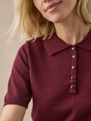 Pull col polo 50% laine mérinos