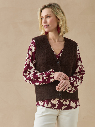 Gilet sans manches maille bouclette