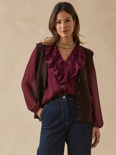 Gilet sans manches maille bouclette