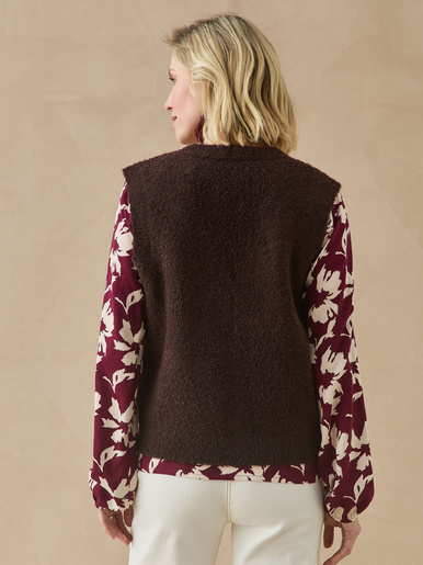Gilet sans manches maille bouclette