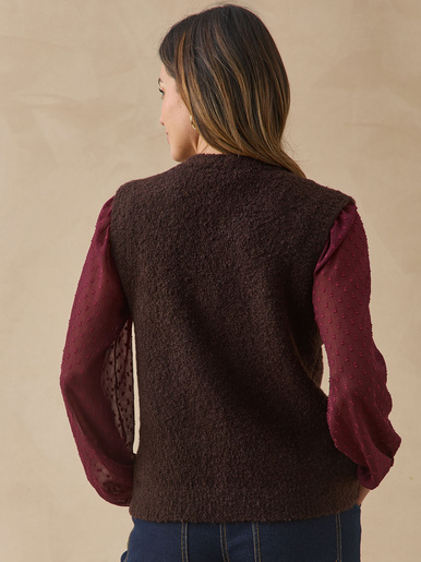 Gilet sans manches maille bouclette