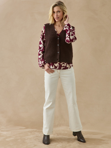 Gilet sans manches maille bouclette