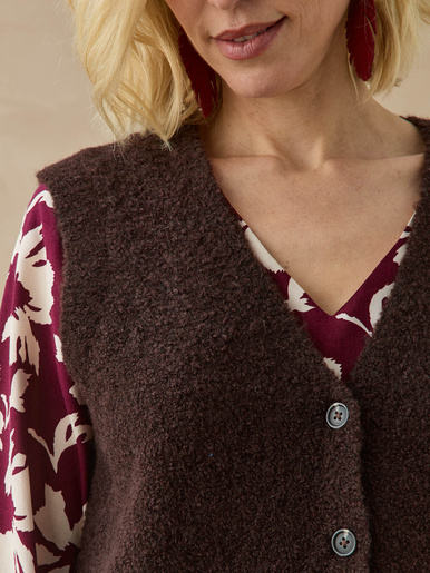 Gilet sans manches maille bouclette