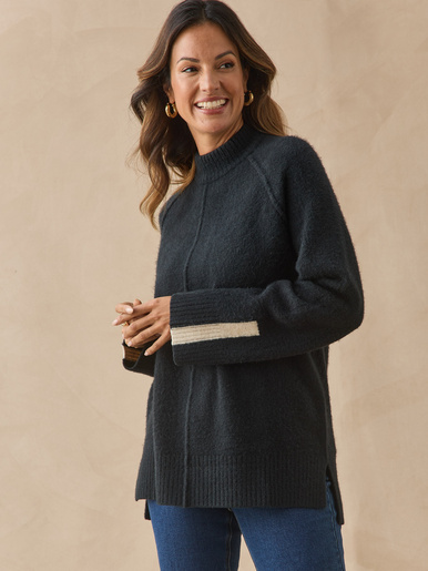 Pull col montant avec laine