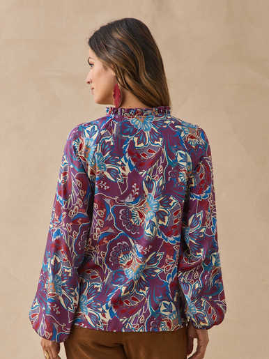 Blouse fluide col volanté