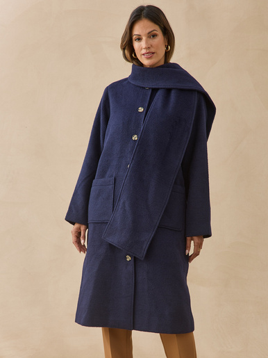 Manteau long avec écharpe amovible