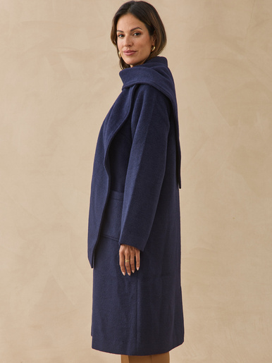 Manteau long avec écharpe amovible