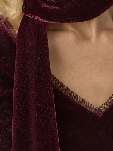 T-shirt maille velours col en V