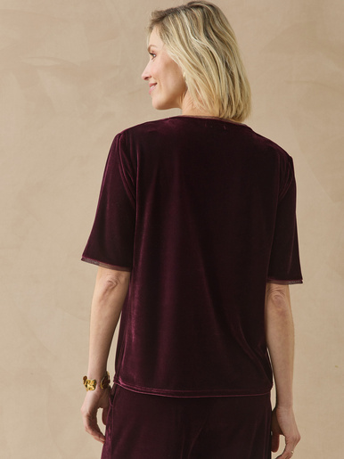T-shirt maille velours col en V