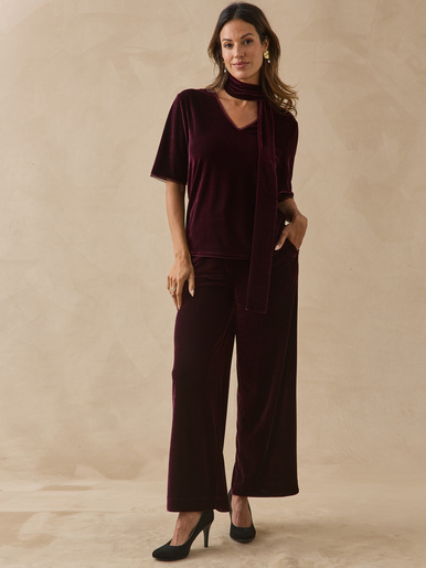 T-shirt maille velours col en V
