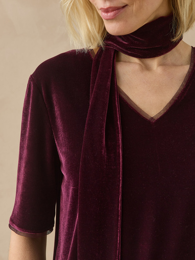 T-shirt maille velours col en V