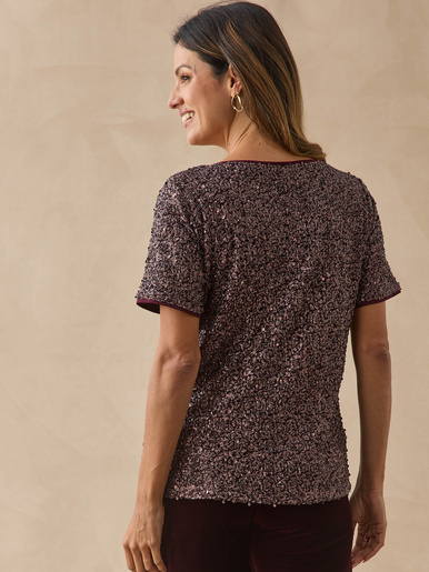 T-shirt à sequins col bateau