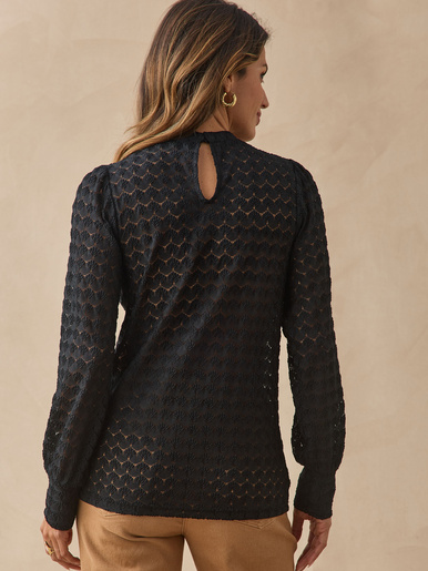 Tee-shirt court effet dentelle
