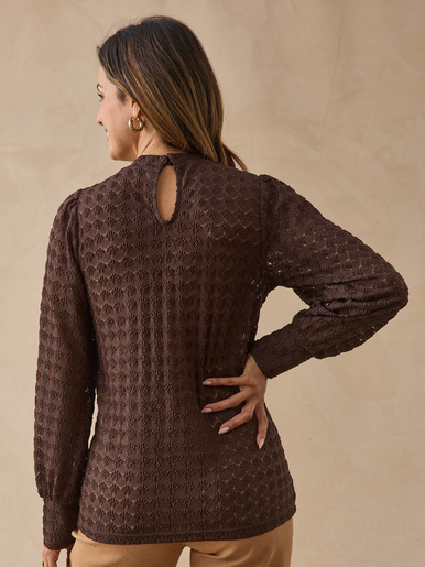 Tee-shirt court effet dentelle