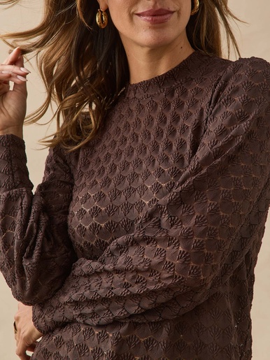 Tee-shirt court effet dentelle