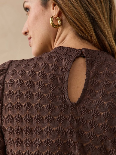 Tee-shirt court effet dentelle